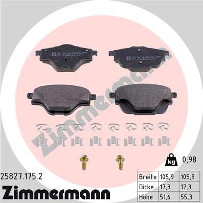 Zimmermann 25827.175.2 - Гальмівні колодки, дискові гальма autozip.com.ua