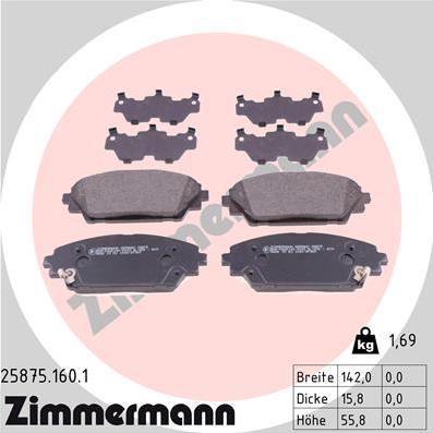 Zimmermann 25875.160.1 - Гальмівні колодки, дискові гальма autozip.com.ua