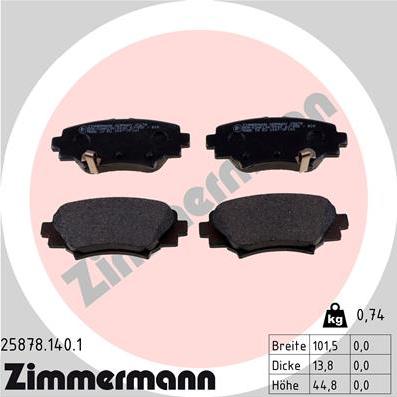 Zimmermann 25878.140.1 - Гальмівні колодки, дискові гальма autozip.com.ua