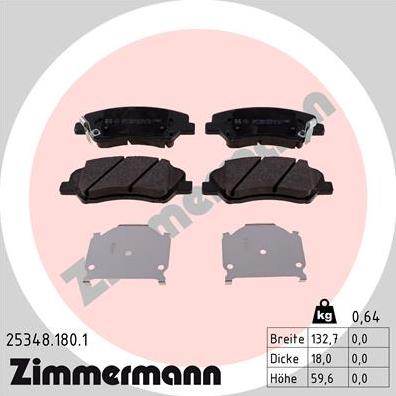 Zimmermann 25348.180.1 - Гальмівні колодки, дискові гальма autozip.com.ua