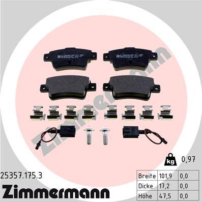 Zimmermann 25357.175.3 - Гальмівні колодки, дискові гальма autozip.com.ua