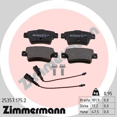 Zimmermann 25357.175.2 - Гальмівні колодки, дискові гальма autozip.com.ua