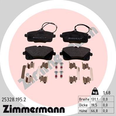 Zimmermann 25328.195.2 - Гальмівні колодки, дискові гальма autozip.com.ua