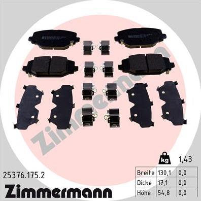 Zimmermann 25376.175.2 - Гальмівні колодки, дискові гальма autozip.com.ua