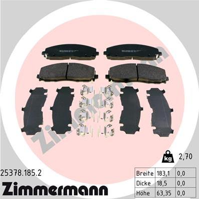 Zimmermann 25378.185.2 - Гальмівні колодки, дискові гальма autozip.com.ua