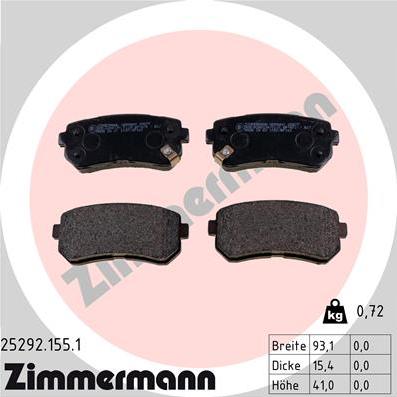 Zimmermann 25292.155.1 - Гальмівні колодки, дискові гальма autozip.com.ua