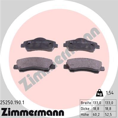 Zimmermann 25250.190.1 - Гальмівні колодки, дискові гальма autozip.com.ua