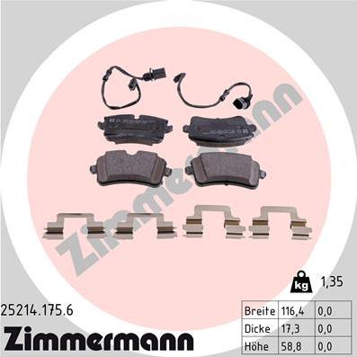 Zimmermann 25214.175.6 - Гальмівні колодки, дискові гальма autozip.com.ua