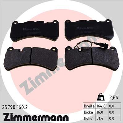 Zimmermann 25790.160.2 - Гальмівні колодки, дискові гальма autozip.com.ua