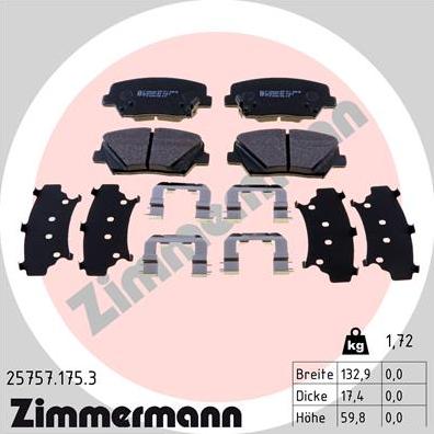 Zimmermann 25757.175.3 - Гальмівні колодки, дискові гальма autozip.com.ua