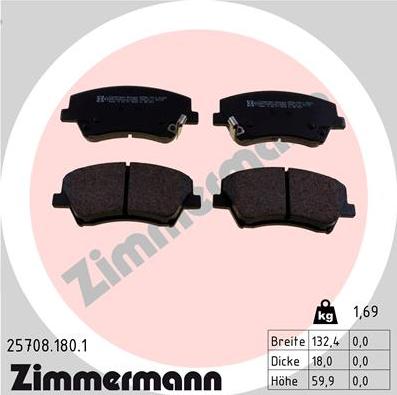 Zimmermann 25708.180.1 - Гальмівні колодки, дискові гальма autozip.com.ua