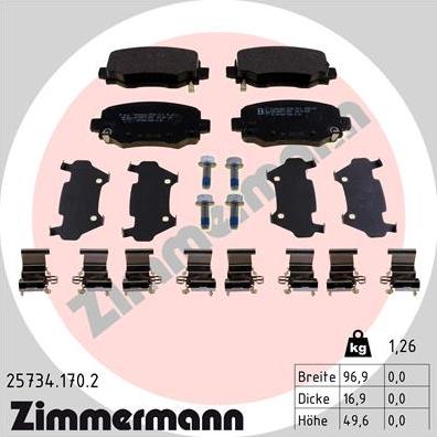 Zimmermann 25734.170.2 - Гальмівні колодки, дискові гальма autozip.com.ua