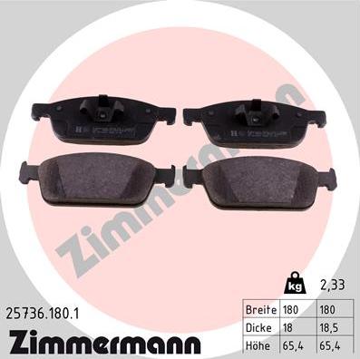 Zimmermann 25736.180.1 - Гальмівні колодки, дискові гальма autozip.com.ua