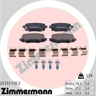 Zimmermann 25733.170.2 - Гальмівні колодки, дискові гальма autozip.com.ua