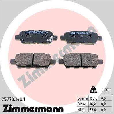 Zimmermann 25778.140.1 - Гальмівні колодки, дискові гальма autozip.com.ua