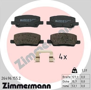 Zimmermann 26496.155.2 - Гальмівні колодки, дискові гальма autozip.com.ua