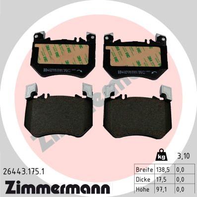 Zimmermann 26443.175.1 - Гальмівні колодки, дискові гальма autozip.com.ua