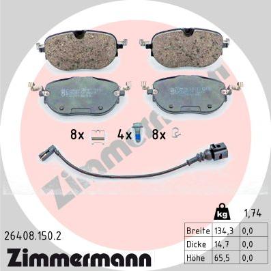 Zimmermann 26408.150.2 - Гальмівні колодки, дискові гальма autozip.com.ua