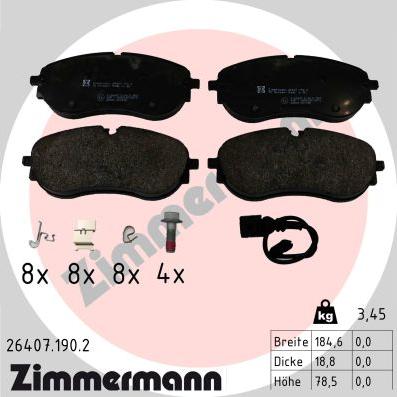 Zimmermann 26407.190.2 - Гальмівні колодки, дискові гальма autozip.com.ua