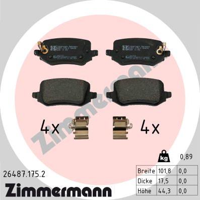 Zimmermann 26487.175.2 - Гальмівні колодки, дискові гальма autozip.com.ua