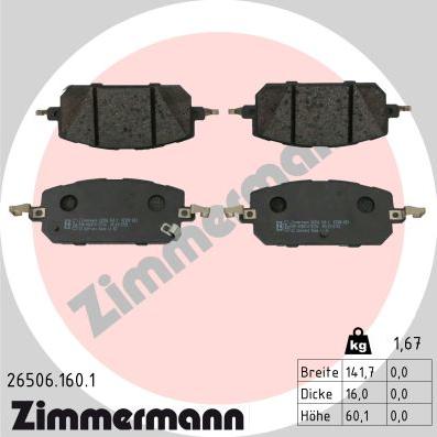 Zimmermann 26506.160.1 - Гальмівні колодки, дискові гальма autozip.com.ua