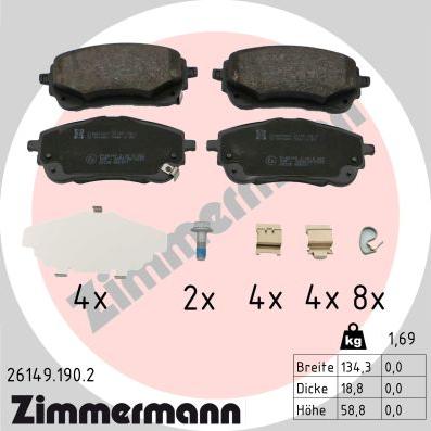 Zimmermann 26149.190.2 - Гальмівні колодки, дискові гальма autozip.com.ua