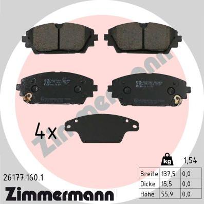 Zimmermann 26177.160.1 - Гальмівні колодки, дискові гальма autozip.com.ua