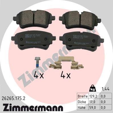 Zimmermann 26265.175.2 - Гальмівні колодки, дискові гальма autozip.com.ua