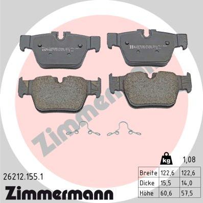 Zimmermann 26212.155.1 - Гальмівні колодки, дискові гальма autozip.com.ua