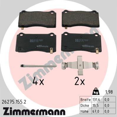 Zimmermann 26275.155.2 - Гальмівні колодки, дискові гальма autozip.com.ua