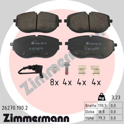 Zimmermann 26270.190.2 - Гальмівні колодки, дискові гальма autozip.com.ua
