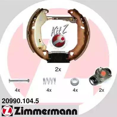 Zimmermann 20990.104.5 - Комплект гальм, барабанний механізм autozip.com.ua