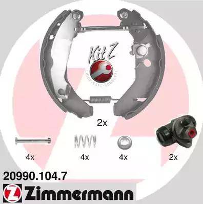 Zimmermann 20990.104.7 - Комплект гальм, барабанний механізм autozip.com.ua