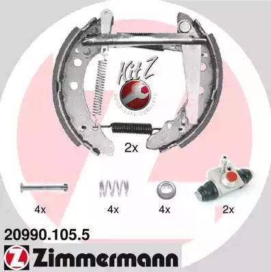 Zimmermann 20990.105.5 - Комплект гальм, барабанний механізм autozip.com.ua