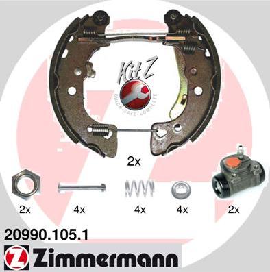 Zimmermann 20990.105.1 - Комплект гальм, барабанний механізм autozip.com.ua