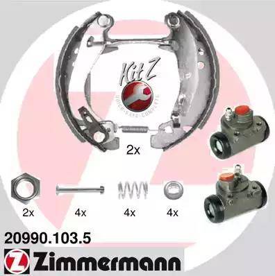 Zimmermann 20990.103.5 - Комплект гальм, барабанний механізм autozip.com.ua