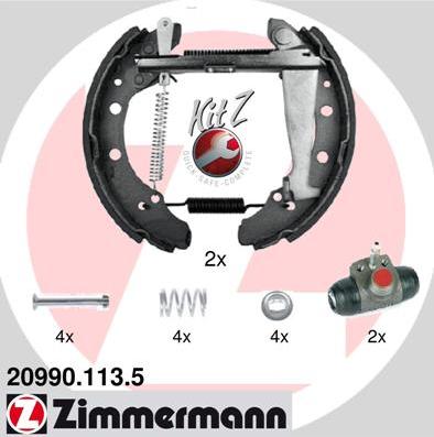 Zimmermann 20990.113.5 - Комплект гальм, барабанний механізм autozip.com.ua
