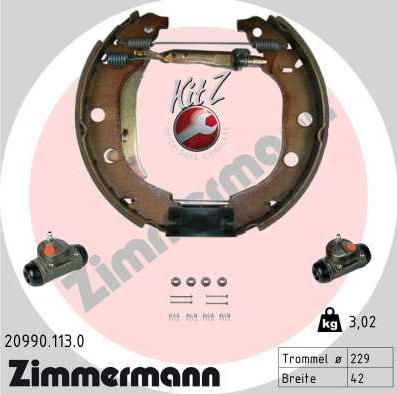 Zimmermann 20990.113.0 - Комплект гальм, барабанний механізм autozip.com.ua