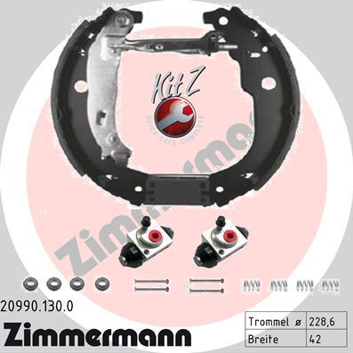 Zimmermann 20990.130.0 - Комплект гальм, барабанний механізм autozip.com.ua