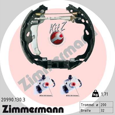 Zimmermann 20990.130.3 - Комплект гальм, барабанний механізм autozip.com.ua