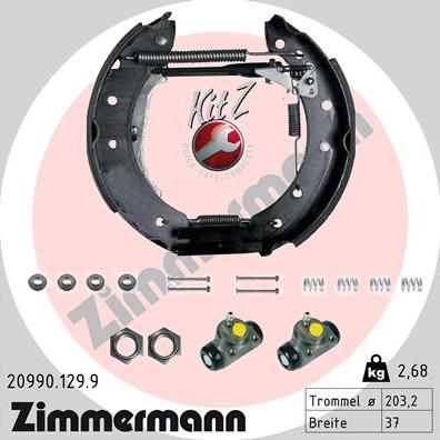 Zimmermann 20990.129.9 - Комплект гальм, барабанний механізм autozip.com.ua