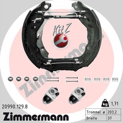 Zimmermann 20990.129.8 - Комплект гальм, барабанний механізм autozip.com.ua