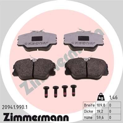 Zimmermann 20941.990.1 - Гальмівні колодки, дискові гальма autozip.com.ua