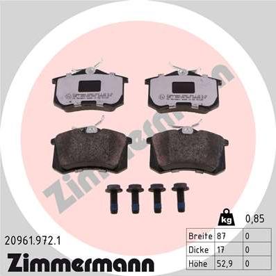Zimmermann 20961.972.1 - Гальмівні колодки, дискові гальма autozip.com.ua