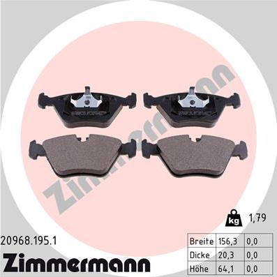 Zimmermann 20968.195.1 - Гальмівні колодки, дискові гальма autozip.com.ua