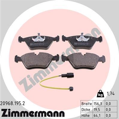 Zimmermann 20968.195.2 - Гальмівні колодки, дискові гальма autozip.com.ua