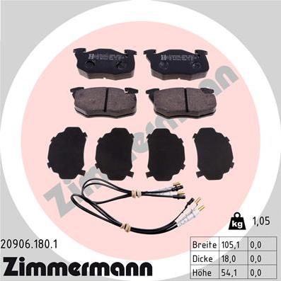 Zimmermann 20906.180.1 - Гальмівні колодки, дискові гальма autozip.com.ua