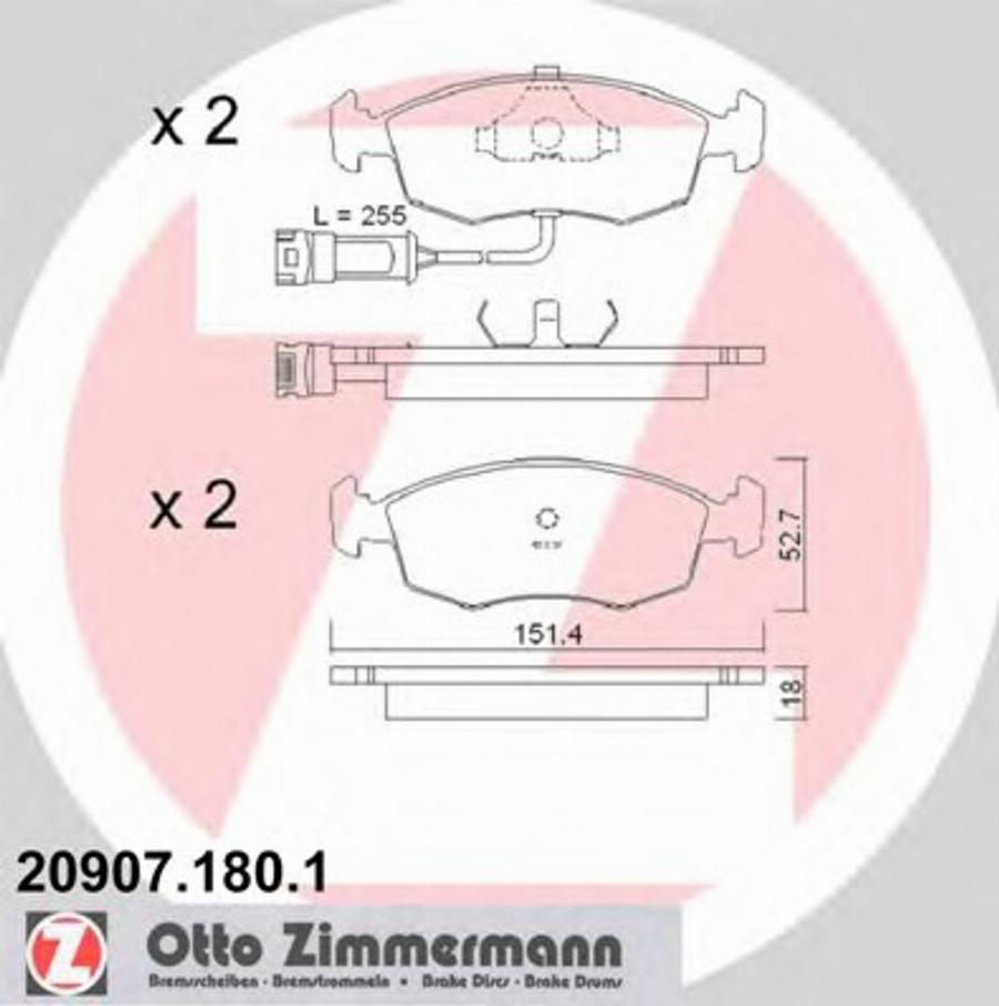 Zimmermann 209071801 - Гальмівні колодки, дискові гальма autozip.com.ua