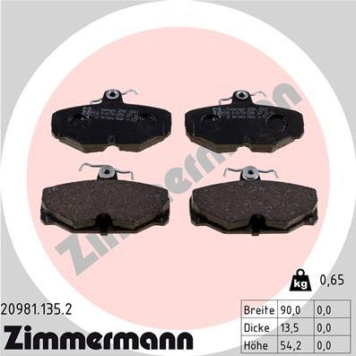 Zimmermann 20981.135.2 - Гальмівні колодки, дискові гальма autozip.com.ua