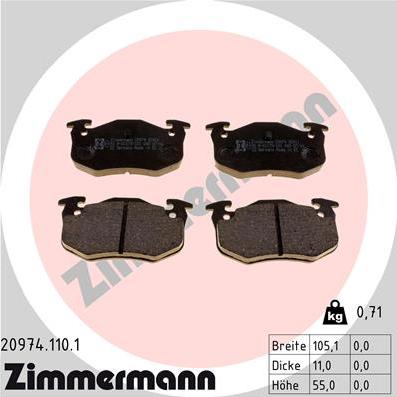 Zimmermann 20974.110.1 - Гальмівні колодки, дискові гальма autozip.com.ua